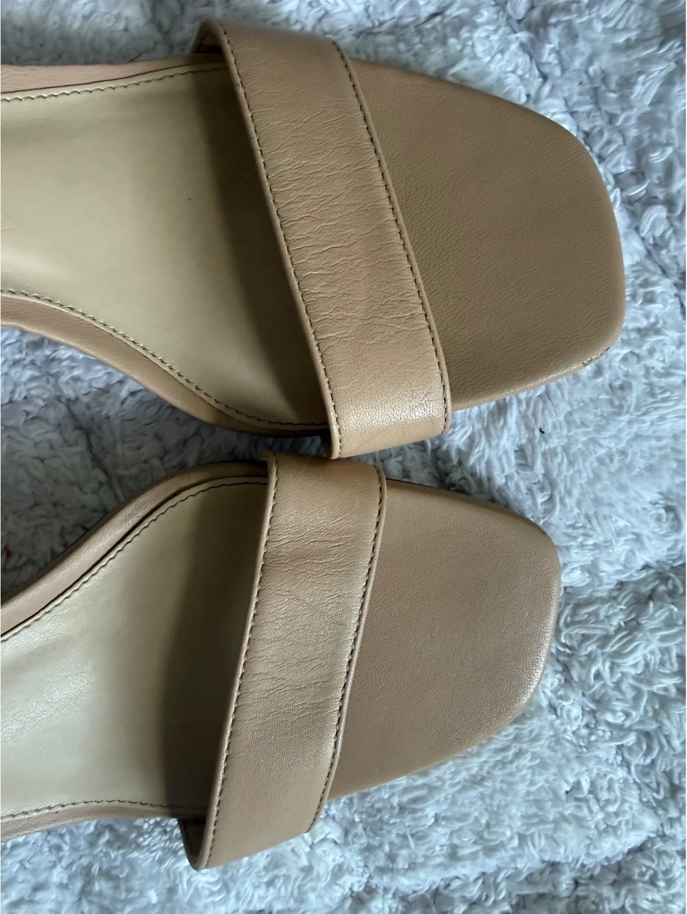 Vince Camuto Women's Nude Leather Block Heel Sandals Size 8.5M